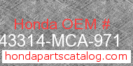 Honda 43314-MCA-971 genuine part number image