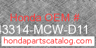 Honda 43314-MCW-D11 genuine part number image