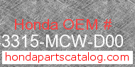 Honda 43315-MCW-D00 genuine part number image