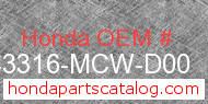 Honda 43316-MCW-D00 genuine part number image