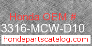 Honda 43316-MCW-D10 genuine part number image