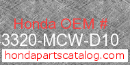 Honda 43320-MCW-D10 genuine part number image