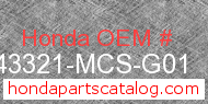 Honda 43321-MCS-G01 genuine part number image