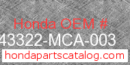 Honda 43322-MCA-003 genuine part number image