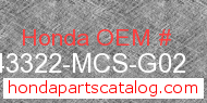 Honda 43322-MCS-G02 genuine part number image