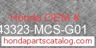 Honda 43323-MCS-G01 genuine part number image