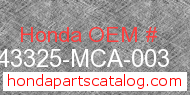 Honda 43325-MCA-003 genuine part number image