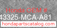 Honda 43325-MCA-A81 genuine part number image