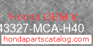 Honda 43327-MCA-H40 genuine part number image