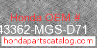 Honda 43362-MGS-D71 genuine part number image