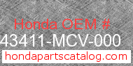Honda 43411-MCV-000 genuine part number image