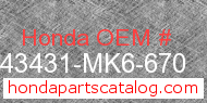 Honda 43431-MK6-670 genuine part number image