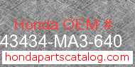 Honda 43434-MA3-640 genuine part number image