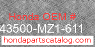 Honda 43500-MZ1-611 genuine part number image