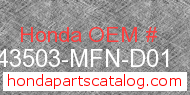 Honda 43503-MFN-D01 genuine part number image