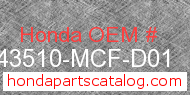 Honda 43510-MCF-D01 genuine part number image