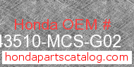 Honda 43510-MCS-G02 genuine part number image