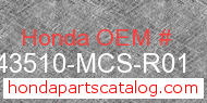 Honda 43510-MCS-R01 genuine part number image