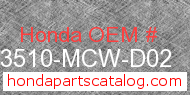 Honda 43510-MCW-D02 genuine part number image