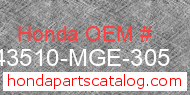 Honda 43510-MGE-305 genuine part number image