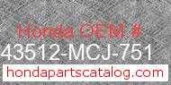 Honda 43512-MCJ-751 genuine part number image