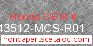 Honda 43512-MCS-R01 genuine part number image