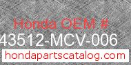 Honda 43512-MCV-006 genuine part number image