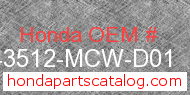 Honda 43512-MCW-D01 genuine part number image