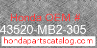 Honda 43520-MB2-305 genuine part number image