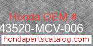 Honda 43520-MCV-006 genuine part number image
