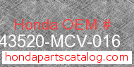 Honda 43520-MCV-016 genuine part number image