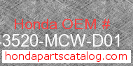 Honda 43520-MCW-D01 genuine part number image