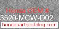 Honda 43520-MCW-D02 genuine part number image
