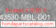 Honda 43530-MBL-D01 genuine part number image