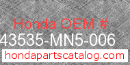 Honda 43535-MN5-006 genuine part number image