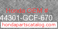 Honda 44301-GCF-670 genuine part number image