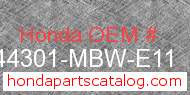 Honda 44301-MBW-E11 genuine part number image