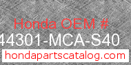 Honda 44301-MCA-S40 genuine part number image