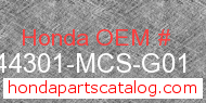 Honda 44301-MCS-G01 genuine part number image