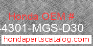Honda 44301-MGS-D30 genuine part number image