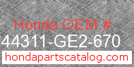 Honda 44311-GE2-670 genuine part number image