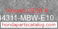 Honda 44311-MBW-E10 genuine part number image