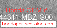 Honda 44311-MBZ-G00 genuine part number image