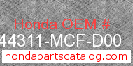 Honda 44311-MCF-D00 genuine part number image