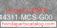 Honda 44311-MCS-G00 genuine part number image