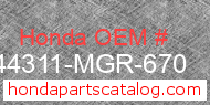 Honda 44311-MGR-670 genuine part number image
