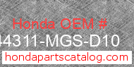 Honda 44311-MGS-D10 genuine part number image