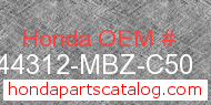 Honda 44312-MBZ-C50 genuine part number image