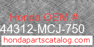 Honda 44312-MCJ-750 genuine part number image