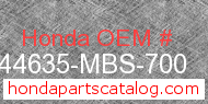 Honda 44635-MBS-700 genuine part number image